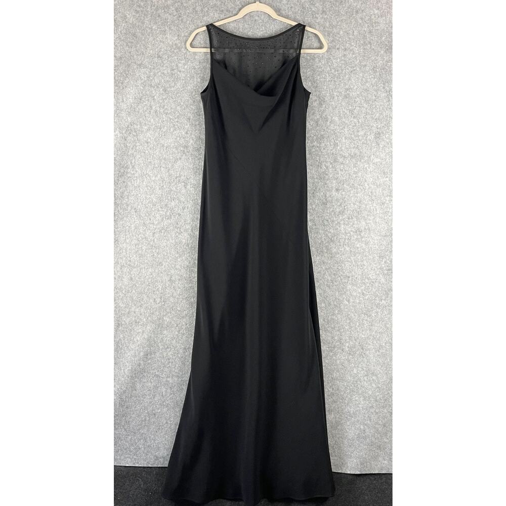 VTG Jones New York Evening Maxi Dress Women 10 Black Beaded Sheer Whimsigoth 90s